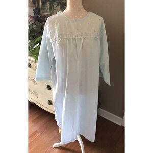 Vintage Carole Hospital Gown Blue Embroided  Open Back New Women's XL